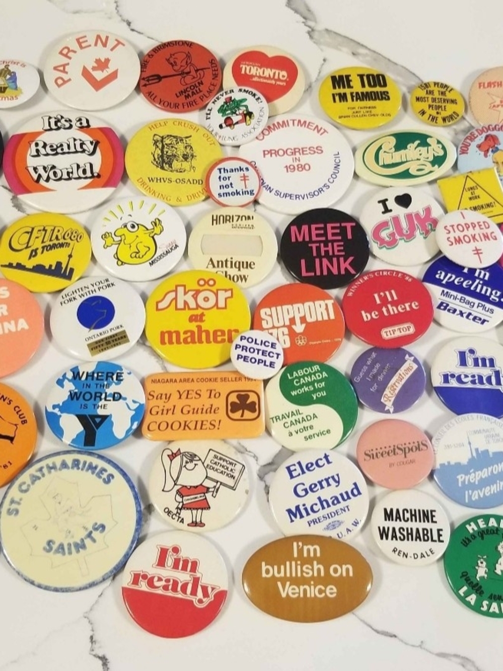 Assorted Vintage  Buttons Pin Backs